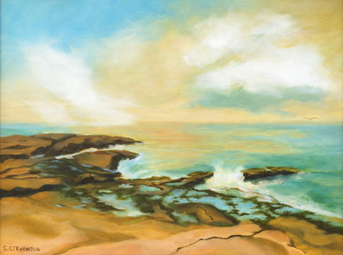 Fly Over - coastal oil painting by Sandy Stevenson